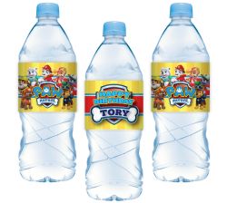 Paw Patrol Party Water Bottle Labels Stickers Birthday Personalized Food labels