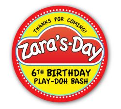 Play-Doh Birthday Party Personalized 3" Glossy Stickers