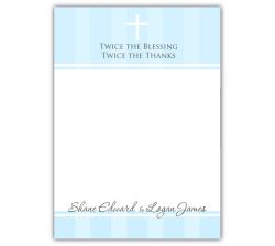 Pure Class Baptism Twin Boys Thank You Note Card