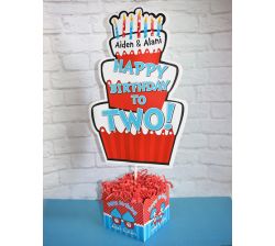Thing 1 Thing 2 Cupcakes Birthday Party, Large Personalized Table Centerpiece Seussy Cake