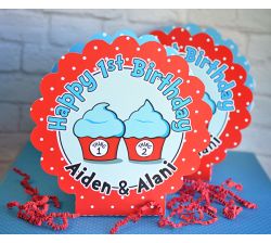 Thing 1 Thing 2 Cupcakes Birthday Party, Personalized Mini Table Decorations