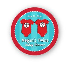Twin 1 & Twin 2 Onesies Twins Baby Shower 2.25" Stickers