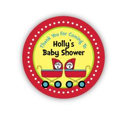 Thing 1 & Thing 2 Prams Twins Baby Shower 2.25" Stickers