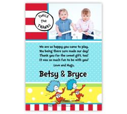 Thing 1 Thing 2 Twin Boys Pre-Printed Thank You Note Card