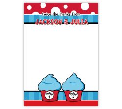 Twin 1 Twin 2 Cupcakes Twin Boys Thank You Note Card