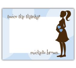 Twin Boys Mod Momma Baby Shower Thank You Note Card