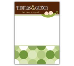 Twin Boys Two Peas in a Pod Baby Shower Thank You Note Card