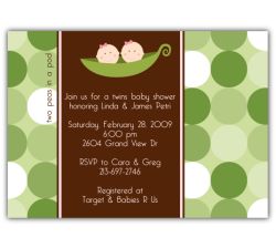 Two Peas in a Pod Twin Girls Baby Shower Invitation
