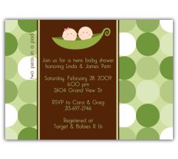 Two Peas in a Pod Girl-Boy Twins Baby Shower Invitation