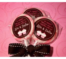 Chocolate Cupcakes Twin Girls Personalized Lollipop Favors