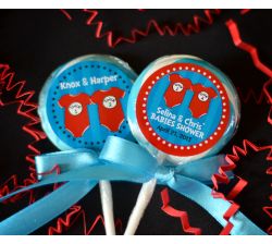 Dr Seuss Thing 1 Thing 2 Onesies Personalized Twins Baby Shower Lollipop Favors