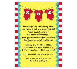 Dr. Seuss Thing 1 2 3 Triplet Onesies Baby Shower Invitation