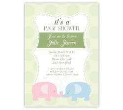 Elegant Elephants Baby Shower Invitation