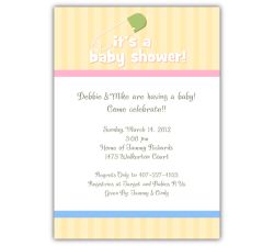 Diaper Pin on Stripes Baby Shower Invitation
