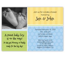 Sweet Feet Photo Boy Baby Shower Invitation