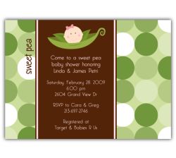 Sweet Pea in a Pod Girl Baby Shower Invitation