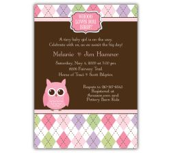 Whoo Loves You Baby Girl Shower Invitation, matches theme from Party City