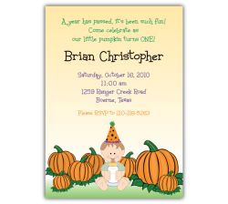 Little Pumpkin Boy First Birthday Invitation