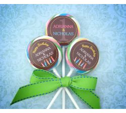 Twins First Birthday Collage Personalized Lollipop Favors