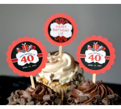 40th Birthday...choose your colors Personalized Cupcake Toppers / Picks