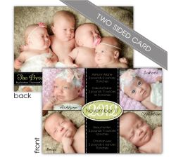 Quad of Grace Two Sided Boy-Girl Quadruplets Photo Birth Announcement