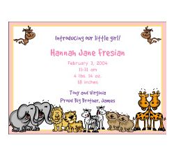 Critters Girl Birth Announcement