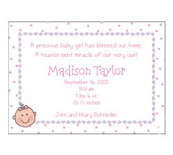 Baby Face Girl Birth Announcement