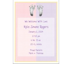 Gingham Color Block Girl Birth Announcement