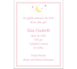 Moon and Stars Girl Birth Announcement