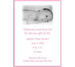 Pink Border Girl Photo Birth Announcement