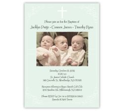 Vintage Swirl Girl Boy Triplets Baptism Invitation
