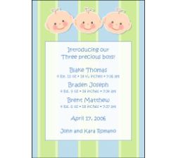 Cutie Pies Triplet Boys Birth Announcement