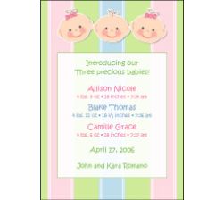 Cutie Pies Triplet Boy-Girl Birth Announcement