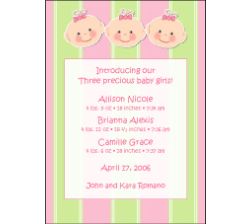 Cutie Pies Triplet Girls Birth Announcement