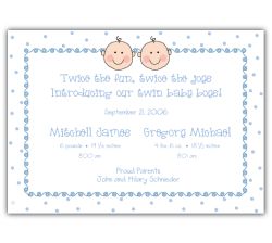 Baby Faces Twin Boys Birth Announcement