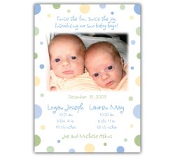 Seeing Spots Twin Boys Photo Birth Announcement