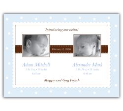 Precious Print Twin Boys Birth Announcement