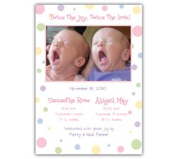 Seeing Spots Twin Girls Photo Birth Announcement