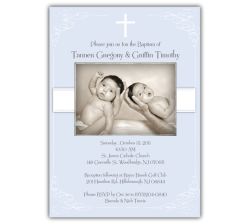 Vintage Swirl Twin Boy Baptism Invitation