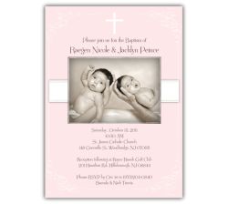 Vintage Swirl Twin Girl Baptism Invitation