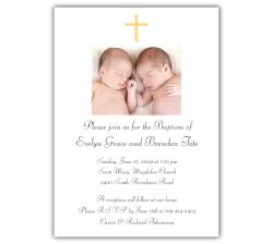 Photo Girl Boy Twins Baptism Invitation