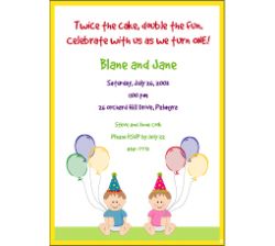 Sweet Babies Girl-Boy Twins Birthday Invitation