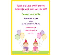 Sweet Babies Girl Twins Birthday Invitation