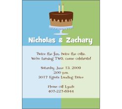 Color Block Boy Twins Birthday Invitation