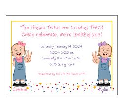 Cartoon Kids 2 Year Old Twin Girls Birthday Invitation