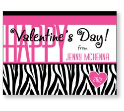 Pink Zebra Personalized Valentine
