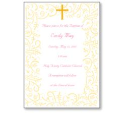 Cross and Vines Girl Baptism Invitation, 16 count