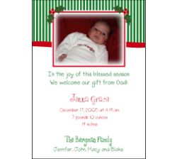 Stripes on Top Christmas Birth Announcement