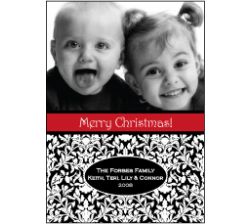 Damask in Black Photo Christmas Card