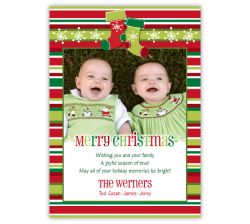 Bright Stripes Photo Christmas Card